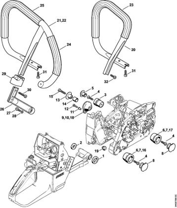 AV system, Handlebar Gasoline chain saws (MS) MS 461-Z Stihl
