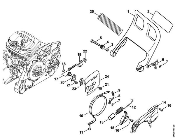 Hand guard, Chain brake, Chain tensioner Gasoline chain saws (MS) MS 461-Z Stihl