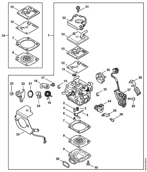 Carburetor 1142/02 Gasoline chain saws (MS) MS 462 C-M VW Stihl