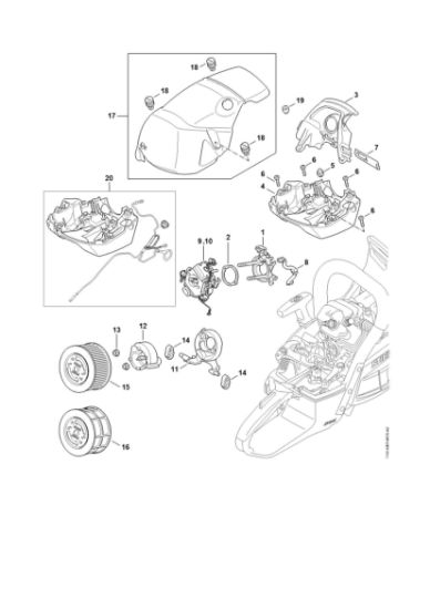 Picture of Carburetor bracket, Air filter, Shroud M-Tronic (Heating) MS 462 C-M VW