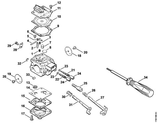 Carburetor WJ-69 Gasoline chain saws (MS) MS 650 Stihl