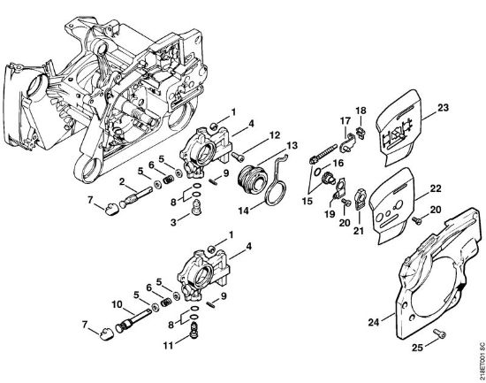 Oil pump, Chain tensioner kit Gasoline chain saws (MS) MS 650 Stihl