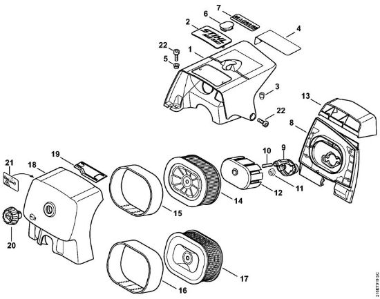 Shroud, Air filter Gasoline chain saws (MS) MS 650 Stihl