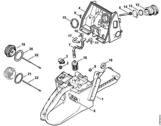 Tank housing Gasoline chain saws (MS) MS 650 Stihl