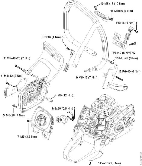 Tightening torques Gasoline chain saws (MS) MS 651 Stihl