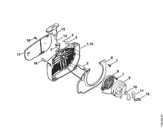 Rewind starter Gasoline chain saws (MS) MS 660 Stihl