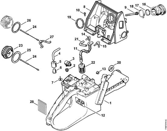 Tank housing Gasoline chain saws (MS) MS 660 Stihl