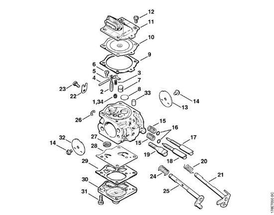 Carburetor WJ-67 Gasoline chain saws (MS) MS 660-Magnum Stihl