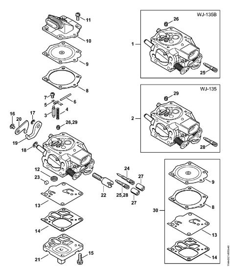 Carburetor WJ-135 Gasoline chain saws (MS) MS 661 Stihl