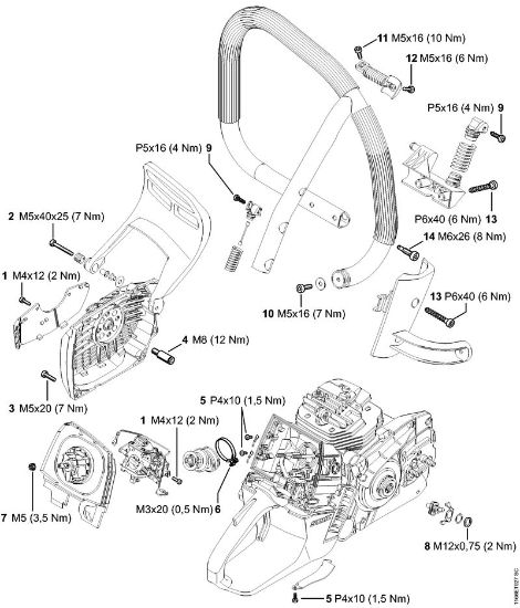 Tightening torques Gasoline chain saws (MS) MS 661 C-M W Stihl