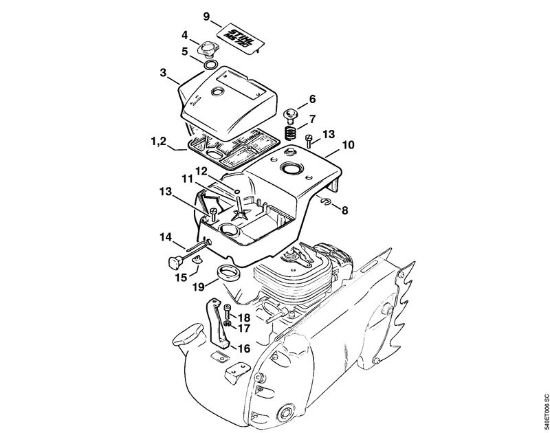 Shroud, Air filter Gasoline chain saws (MS) MS 720 Stihl