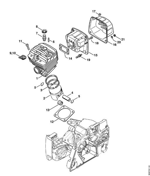 Cylinder, Muffler Gasoline chain saws (MS) MS 780 Stihl