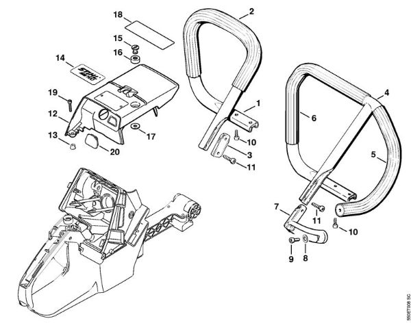 Handlebar, Shroud Gasoline chain saws (MS) MS 780 Stihl