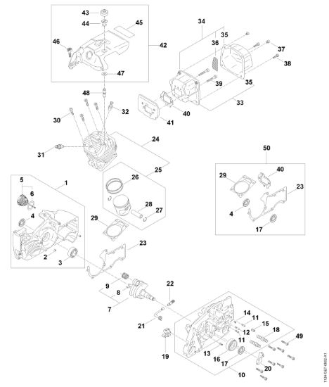 Picture of Crankcase, Cylinder, Muffler, Shroud MS 881