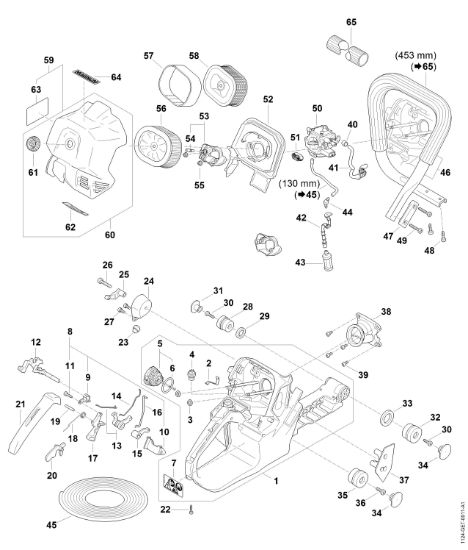 Picture of Tank housing, Filter, AV system, Handlebar MS 881 MS 881