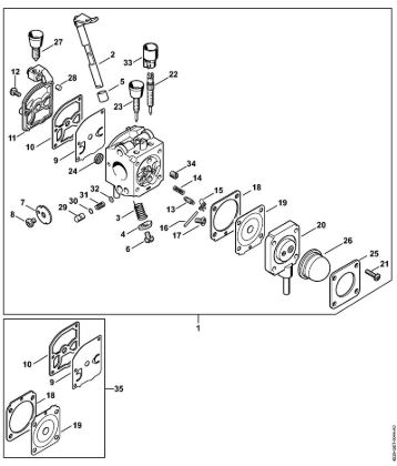 Carburetor C1Q-S73 (45.2006) Blowers (BG, BR) BG 45 Stihl