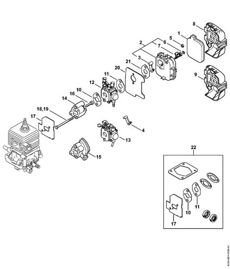 Carburetor, Air filter BG 45 Blowers (BG, BR) BG 45 Stihl