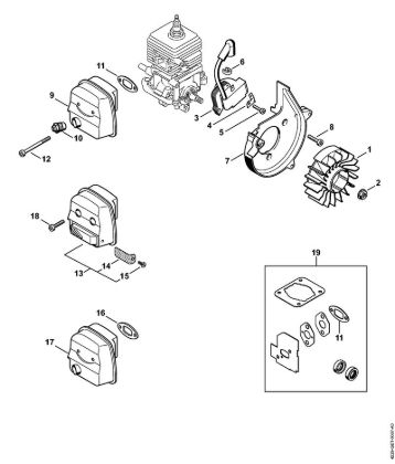 Ignition system, Muffler BG 45 Blowers (BG, BR) BG 45 Stihl