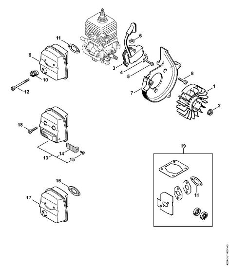 Ignition system, Muffler BG 45 Blowers (BG, BR) BG 45 Stihl