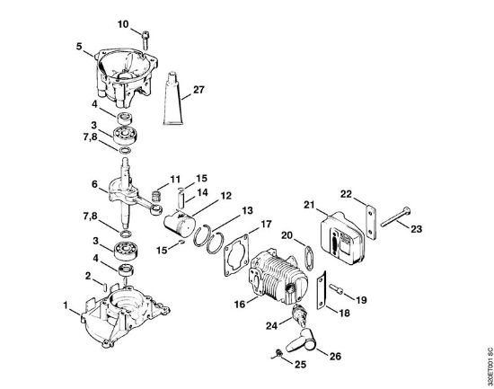 Crankcase, Cylinder, Muffler Blowers (BG, BR) BG 60 Stihl
