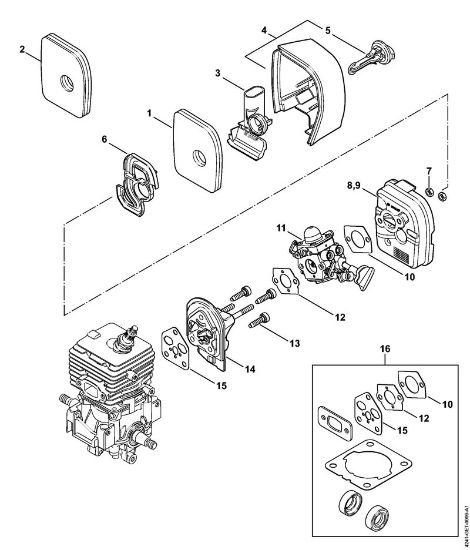 Air filter, Spacer flange Blowers (BG, BR) BG 66 C-E D Stihl