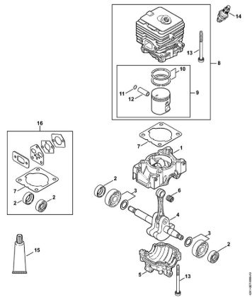 Crankcase, Cylinder Blowers (BG, BR) BG 66-D Stihl