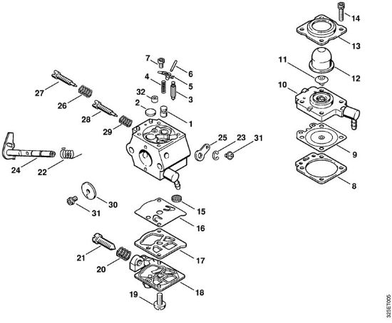 Carburetor WT-253 Blowers (BG, BR) BG 72 Stihl