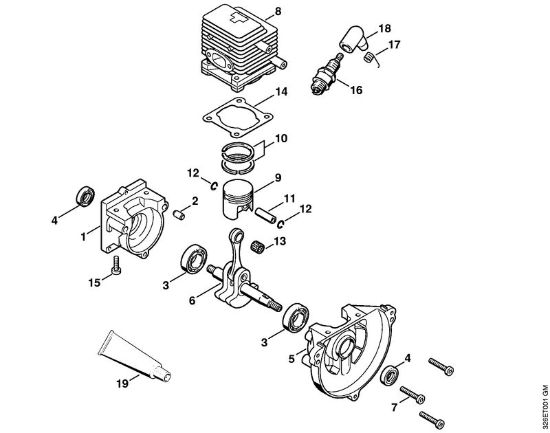 Crankcase, Cylinder Blowers (BG, BR) BG 75 Stihl