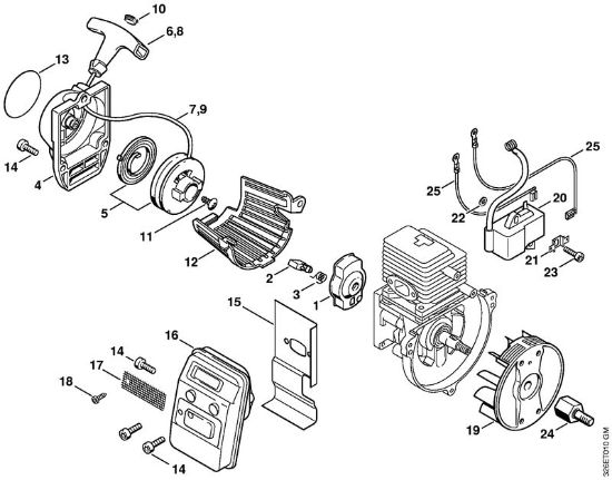 Rewind starter, Ignition system Blowers (BG, BR) BG 75 Stihl