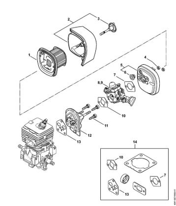 Air filter, Spacer flange BG 86, BG 86 C-E, BG 86 C-E Z, BG 86-Z Blowers (BG, BR) BG 86 C-E Stihl