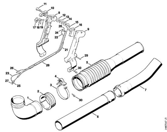 Pleated hose, Control handle Blowers (BG, BR) BR 106 Stihl