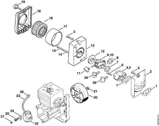 Air filter, Ignition system Blowers (BG, BR) BR 320 L Stihl