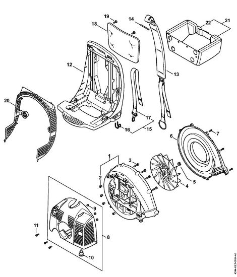 Fan housing, shroud, backplate Blowers (BG, BR) BR 350 Stihl