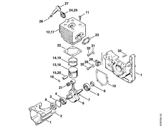 Crankcase, Cylinder Blowers (BG, BR) BR 380 Stihl