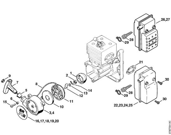 Rewind starter, Muffler Blowers (BG, BR) BR 380 Stihl