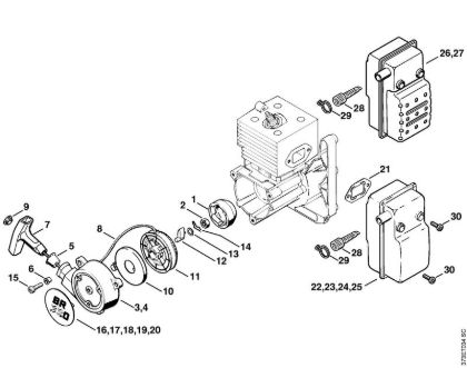 Rewind starter, Muffler Blowers (BG, BR) BR 420 Stihl