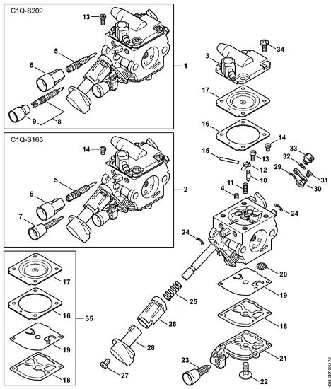 Carburetor C1Q-S209, C1Q-S165 Blowers (BG, BR) BR 430 Stihl