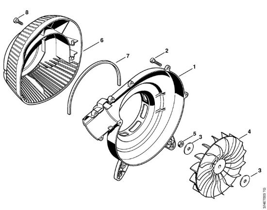 Fan housing outer, Fan wheel Blowers (BG, BR) BR 45 C Stihl