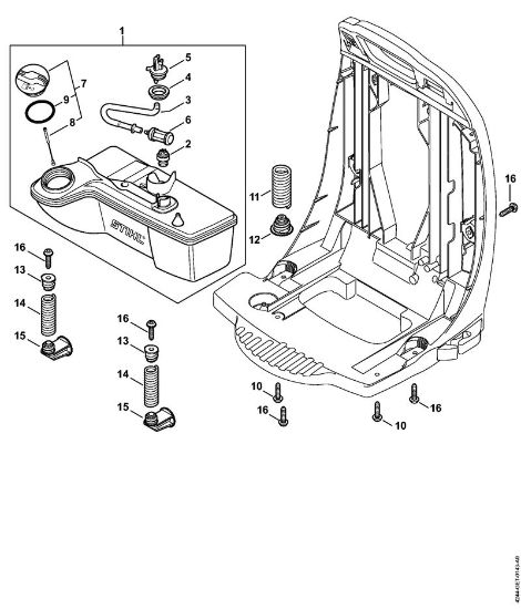 Fuel tank, AV system Blowers (BG, BR) BR 450 Stihl