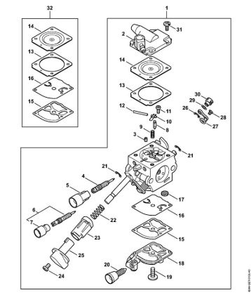 Carburetor C1Q-S209 Blowers (BG, BR) BR 450 C-EF Stihl
