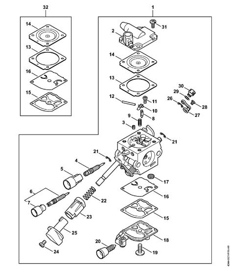 Carburetor C1Q-S209 Blowers (BG, BR) BR 450 C-EF Stihl