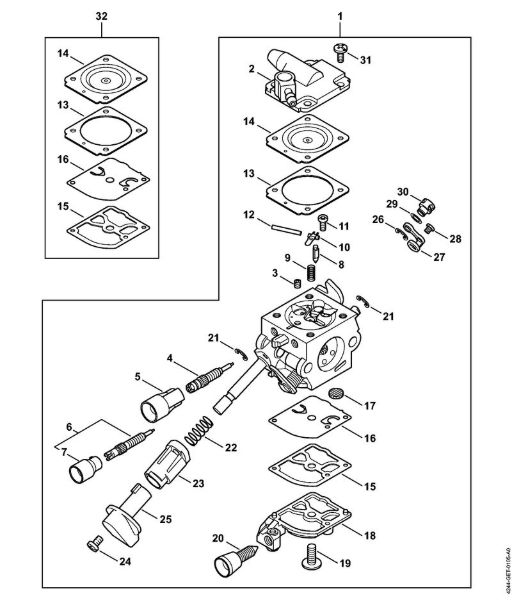 Carburetor C1Q-S209 Blowers (BG, BR) BR 450 C-EF Stihl