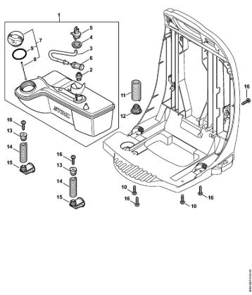 Fuel tank, AV system Blowers (BG, BR) BR 450 C-EF Stihl
