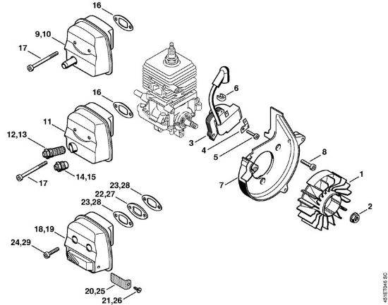 Ignition system, Muffler Vacuum shredders (SH) SH 55 Stihl