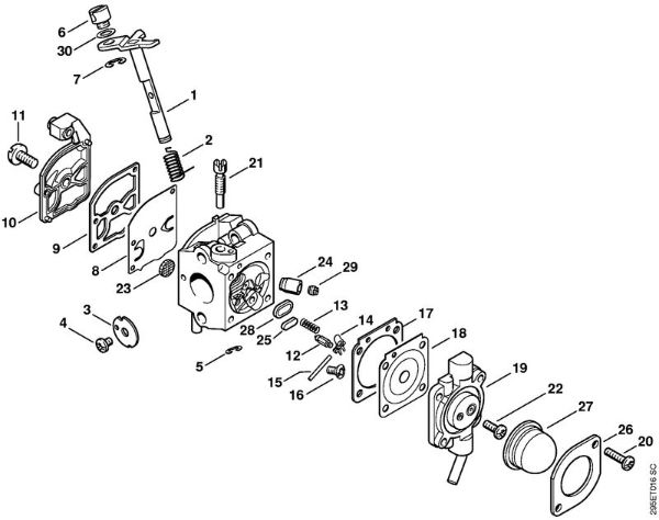 Carburetor C1Q-S50 Vacuum shredders (SH) SH 55 C Z KAT Stihl