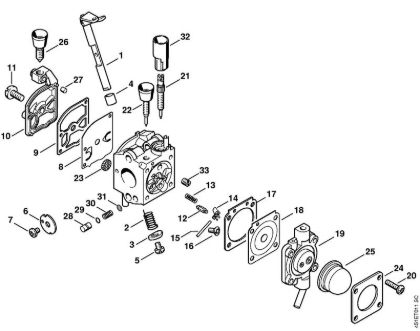 Carburetor C1Q-S64 (18.2002) Vacuum shredders (SH) SH 55 C Z KAT Stihl