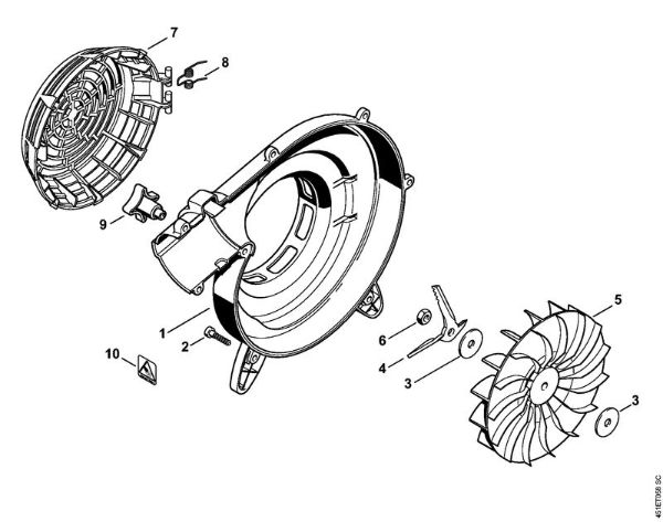 Fan housing outer, Fan wheel Vacuum shredders (SH) SH 55 C Z KAT Stihl