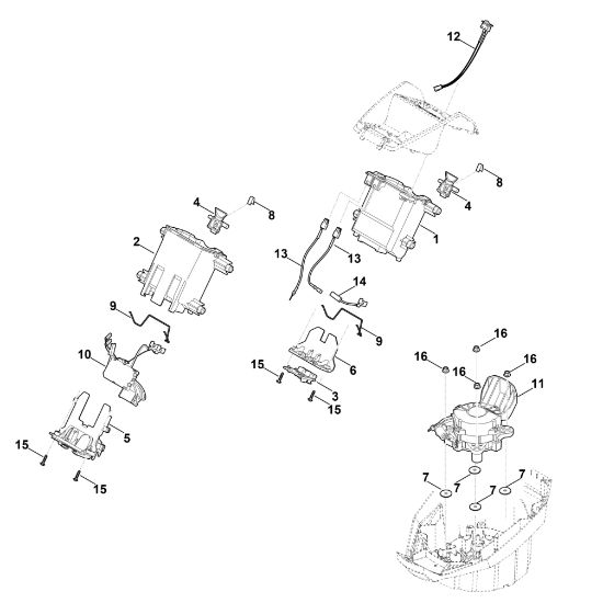 Picture of C - Battery bracket, electronics, motor MVP 850.1