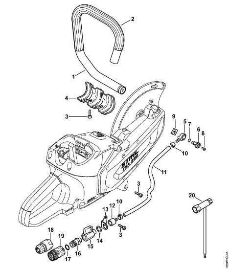 Handlebar, Water connection Cordless cut-off machines (TSA) TSA 230 Stihl