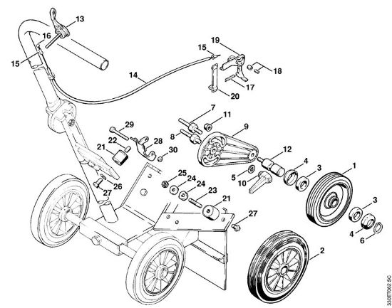 Stop depth wheel, Cart for cutquik Cut-off machines (TS) TS 350 AVE Stihl